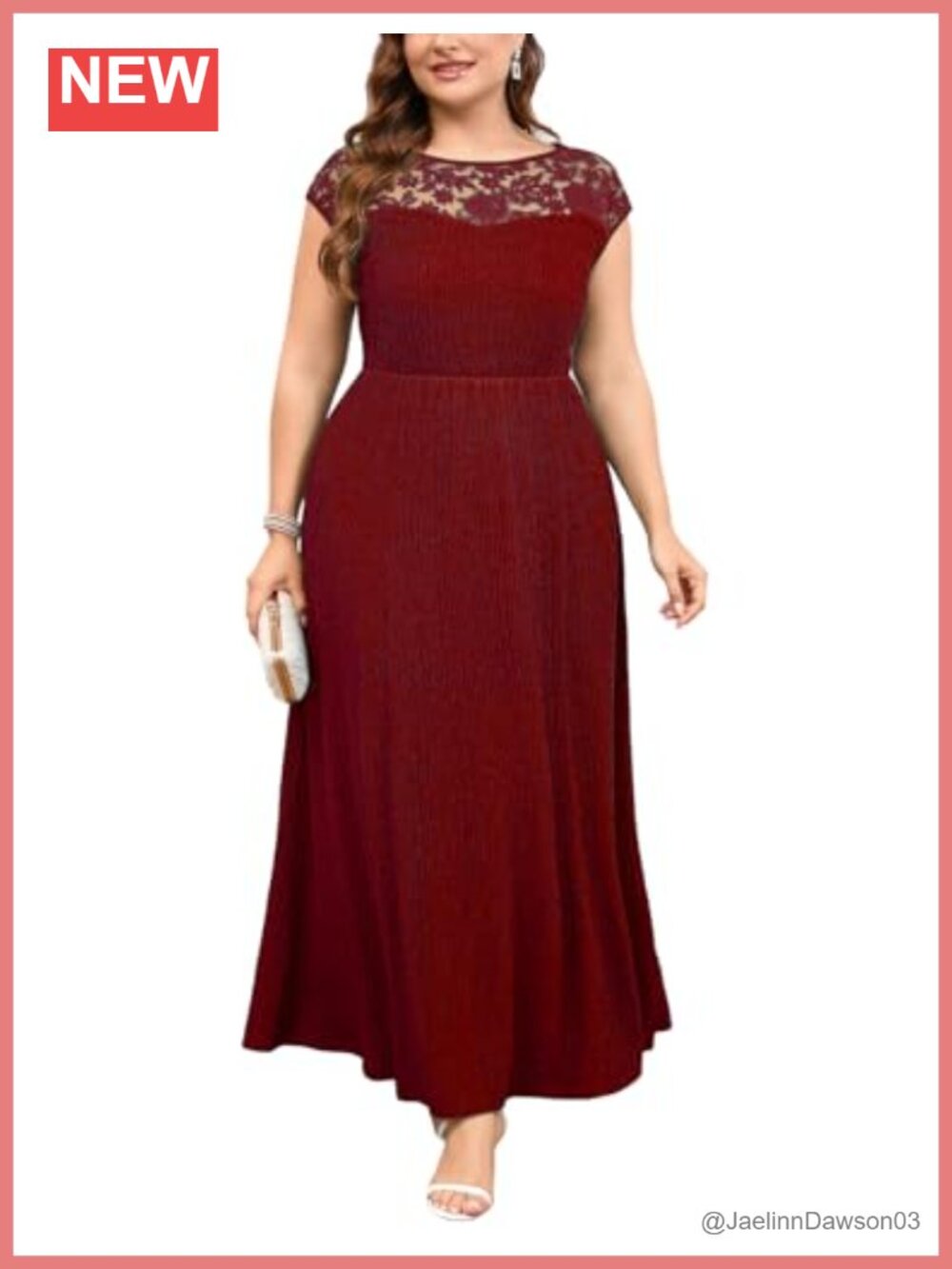 Plus Size Formal Long Dress Floral Embroidery Lace A-Line Maxi Wedding Guest